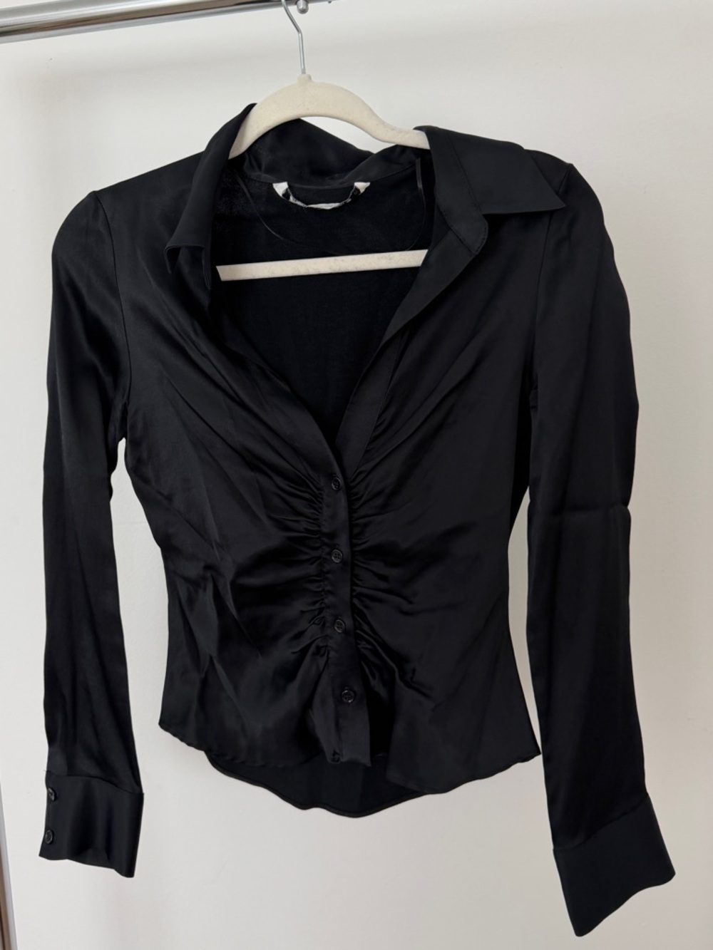 Zara Ruched Button-Front Shirt